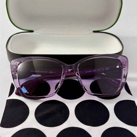 Kate Spade Lavender Cat-Eye Sunglasses LUCCA/G/S78914 Floral Arms Gradient Lens - Picture 2 of 9